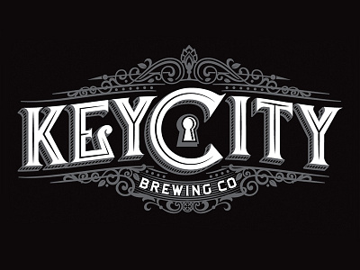 Key City Brewing Co illustration key keyhole line logo mississippi typography