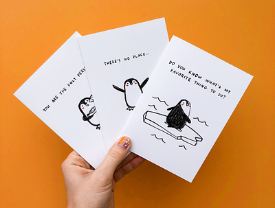 Soulmates - set of greeting cards appreciation charcoal charcoaldrawing cute animal gift gift ideas greetings card illustration illustrator love minimalistic art pencil pencil drawing penguin penguins postcards simple design traditional illustration valentines
