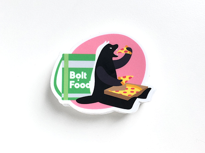 Honey Badger was too hungry character character design digital illustration eater food food delivery app foodie honey badger illustration pizza sticker sticker design stickermule vector illustration