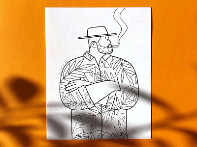 Inktober day 10. Pattern bearded man character character design cigar drawing illustration illustrator ink inktober inktober2019 lineart lumberjack male character minimalistic traditional art