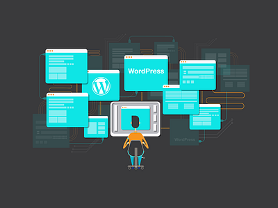 IT programer blue design flat illustration it men monitor proframer web webprogramer wordpress