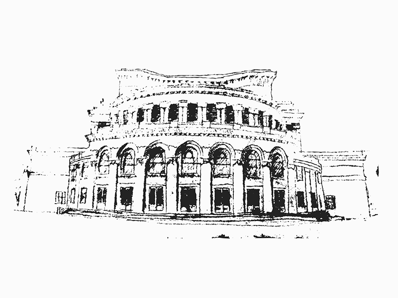 Opera and Ballet Theatre of Armenia 2d 2danimation animation architecture designe drawing gif handdrawing illustration yerevan
