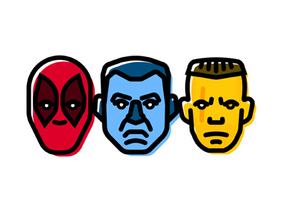 Deadpool cartoon character character design clean colossus colour deadpool design flat icon illustration marvel
