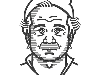 Bill Murray character design clean flat illustration vector
