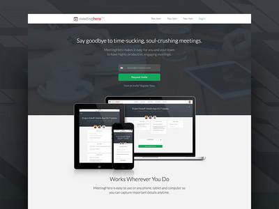 Meeting Hero Private Beta Launch app beta ios landing page launch marketing site meetinghero private beta responsive responsive app web app website