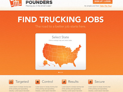 Pavement Pounders Website Homepage featured area featured slider home page homepage job job site map pavement pounders slider subtle texture texture web design widget