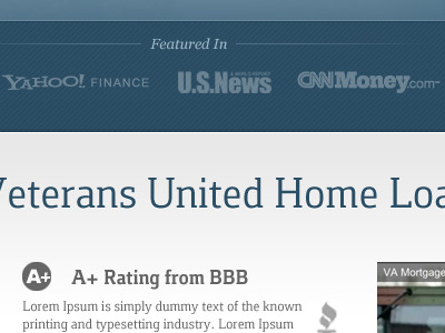 Veterans United Website Homepage (Final) 960 grid home page homepage lighting logo pile subtle texture texture veterans united web design website design