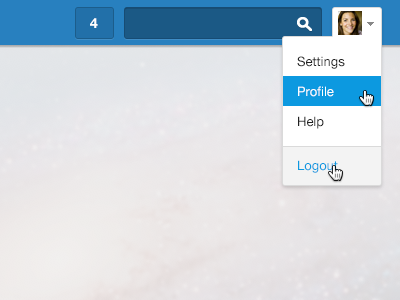Global Nav Concept navigation ui interface drop down menu user drop down