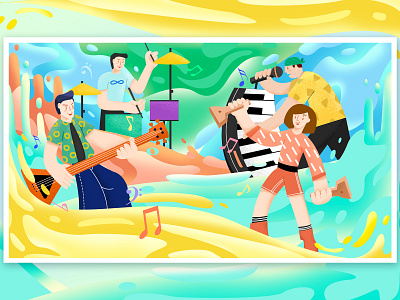 Summer music party design illustration