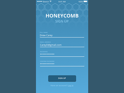 Daily UI: #001 dailyui for honeycomb sign up
