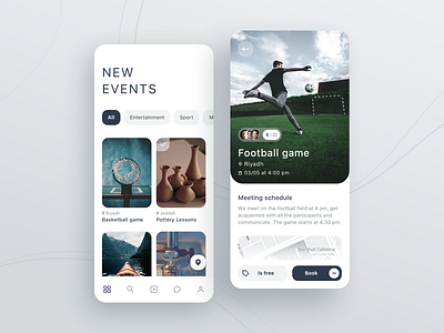 Events app design events gray ios mobile ui ux