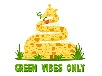 Little giraffe with a flower. Green vibes only. earth day illustration ipad vector vectornator