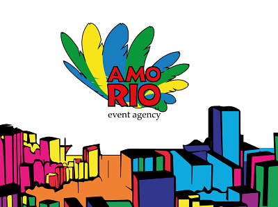 Logo for event agency AMO RIO amor background brasil brasilia bright color colorful flat logo logodesign logotype logotypedesign parrot rio riodejaneiro vector