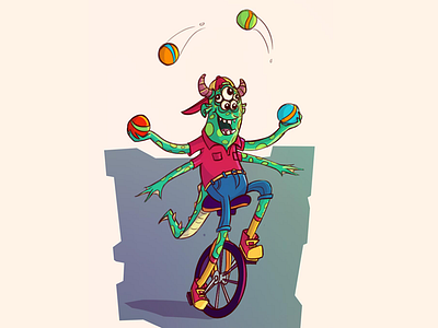 Monster 1 circus juggle monsters unicycle