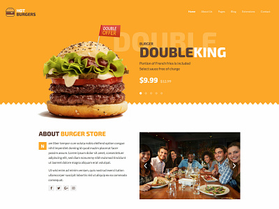 Hot Burgers burger menu burgers ecommerce food and beverage food and drink food app joomla joomla template online shop responsive responsive design restaraunt restaurant app template