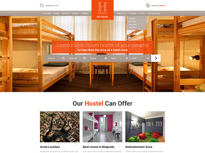 Hot Hostel hospitality hostel hostel website hotel hotel app hotel booking hotel branding hotel design joomla joomla template responsive responsive design template