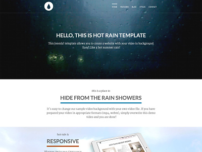 Hot Rain joomla joomla template rain rain drop responsive responsive design template video background