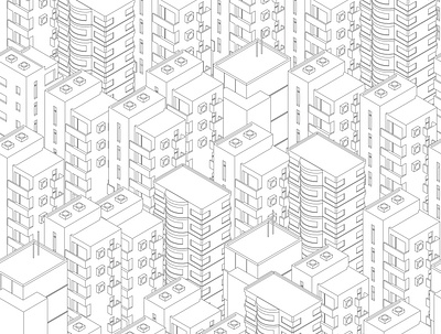 Buildings city seamless pattern. buildings city illustration isometric art seamless pattern vector