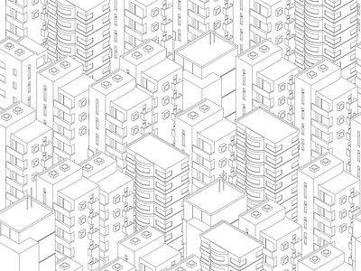 Buildings city seamless pattern.