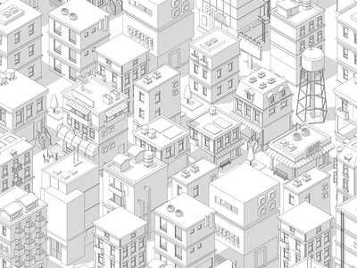 Buildings city seamless pattern.