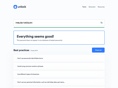 Unlock - Password strength checker