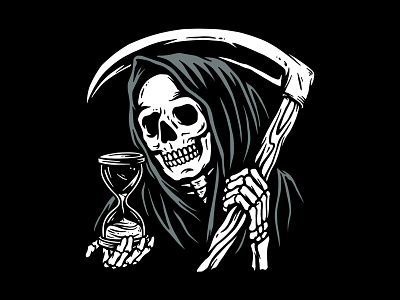 Time's Up apparel art clothing design illustration reaper skull t shirt tattoo tattoo art