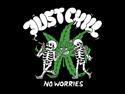 No Worries apparel cannabis clothing design illustration marijuana merch design skull t shirt tattoo weed