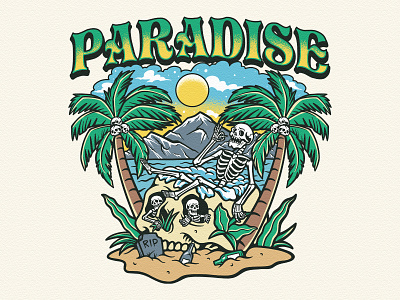 Chill in Paradise apparel clothing design illustration skull t shirt tattoo