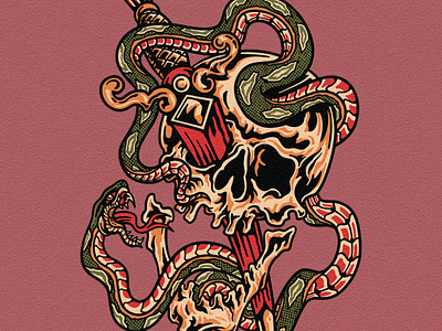 Skull Snake Dagger apparel clothing dagger design illustration skull snake t shirt tattoo