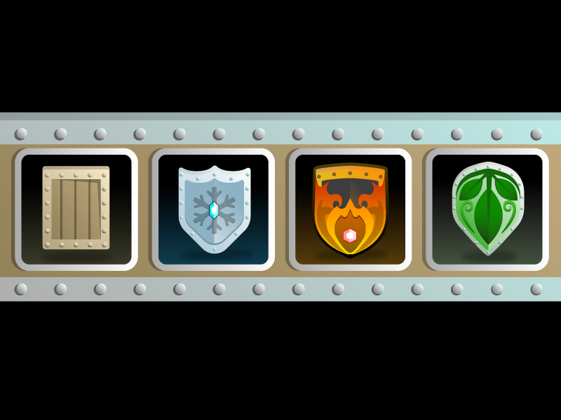 Elemental Shields UI battle fantasy illustration design game ui magic illustraiton vector