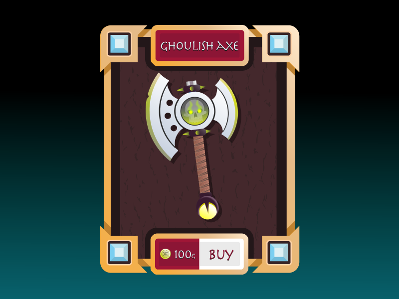 Ghoulish Axe axes axe weapon shop fantasy ghost ux ui magic game design vector illustraiton