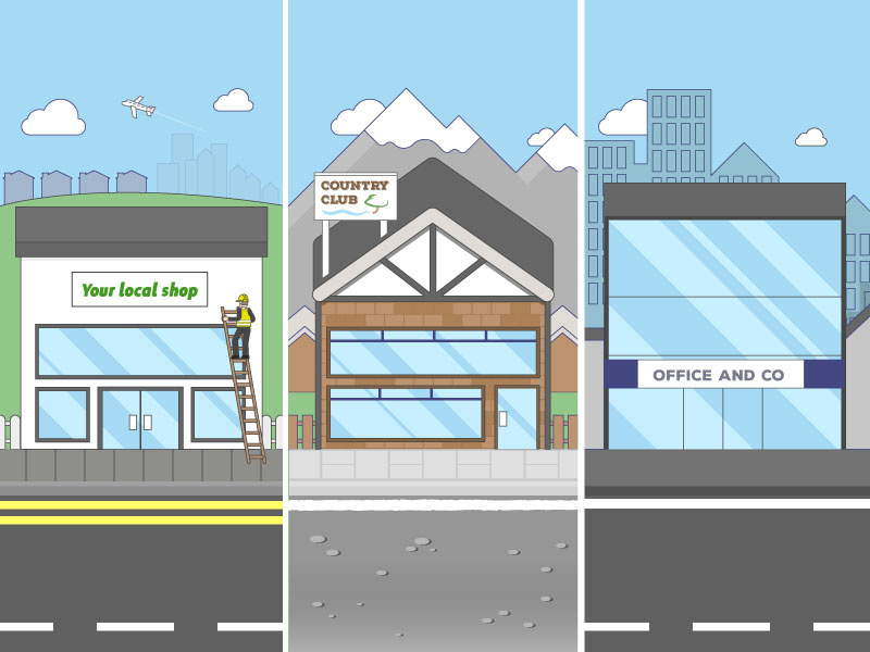 Local Buildings landscape building wyzowl design vector illustraiton