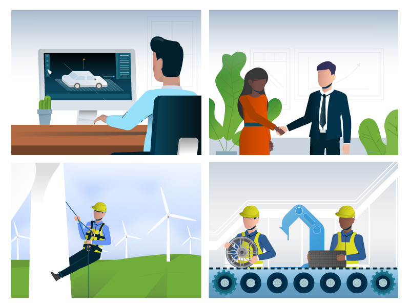 Unused Business Infographic. manufacturing green energy office wyzowl illustration design vector illustraiton