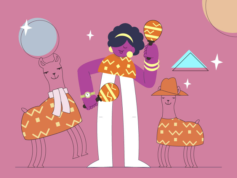 Jiveing Rebound lama party fiesta character @diana stoyanova design vector illustraiton