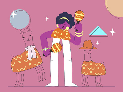 Jiveing Rebound @diana stoyanova character design fiesta illustraiton lama party vector