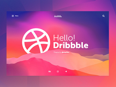 Hello, Dribbblers! color debut illustration mountains photoshop typography