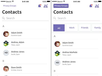 iOS 11 Contacts contacts ios11 list