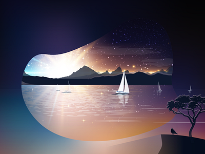 sailing 2d artwork design flat graphics illustration vector