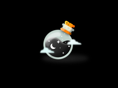 Moon in a bottle - Krita Art bottle clean daily art design figma graphic design illustration illustrator krita moon moon in a bottle