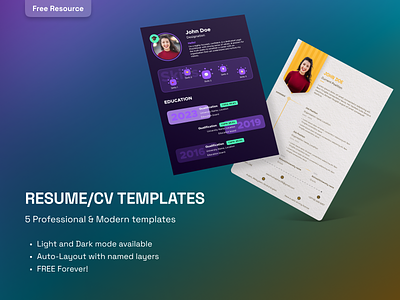 Resume/CV Templates - Free Resource cv free resource job made in figma resume template