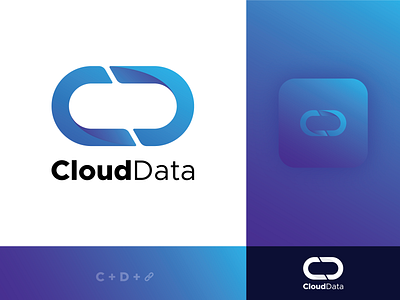 CloudData Logo - Cloud Storage Solution cloud app cloud logo cloud storage concept drive logos monogram storage app