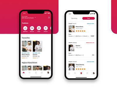 Online food order app chefs food gradient iphone x online food order user experience user interface