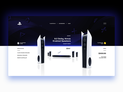 PS5 product page + PS5 speakers concept audio concept gaming hi fi playstation ps store ps5 speakers web design