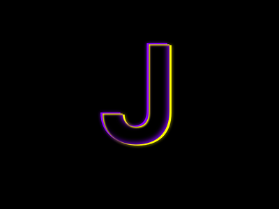 Neon initial letters neon purple shadows yellow