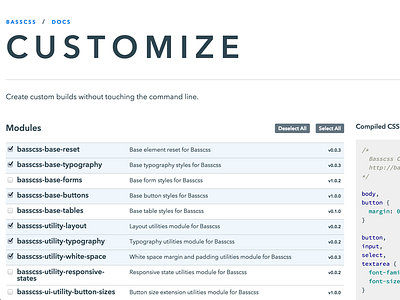 Basscss Customize angular css oocss web webapp website