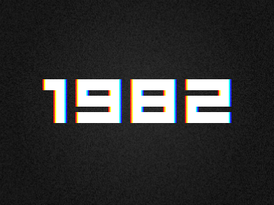 1982 8 bit geometric grid numerals pixel screen typography