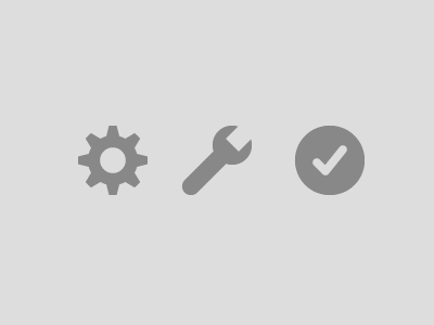 A 3 Step Process checkmark cog icon icons minimal monochrome ui wrench