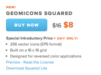 Geomicons Squared is out. 50% off today only.