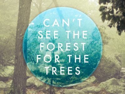 Sometimes it's hard to see the forest. idiom typography