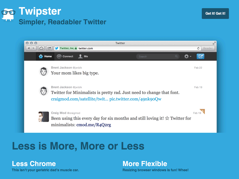 Simpler, Readabler Twitter [GIF] css flat gif logo product twitter typography userstyle web website
